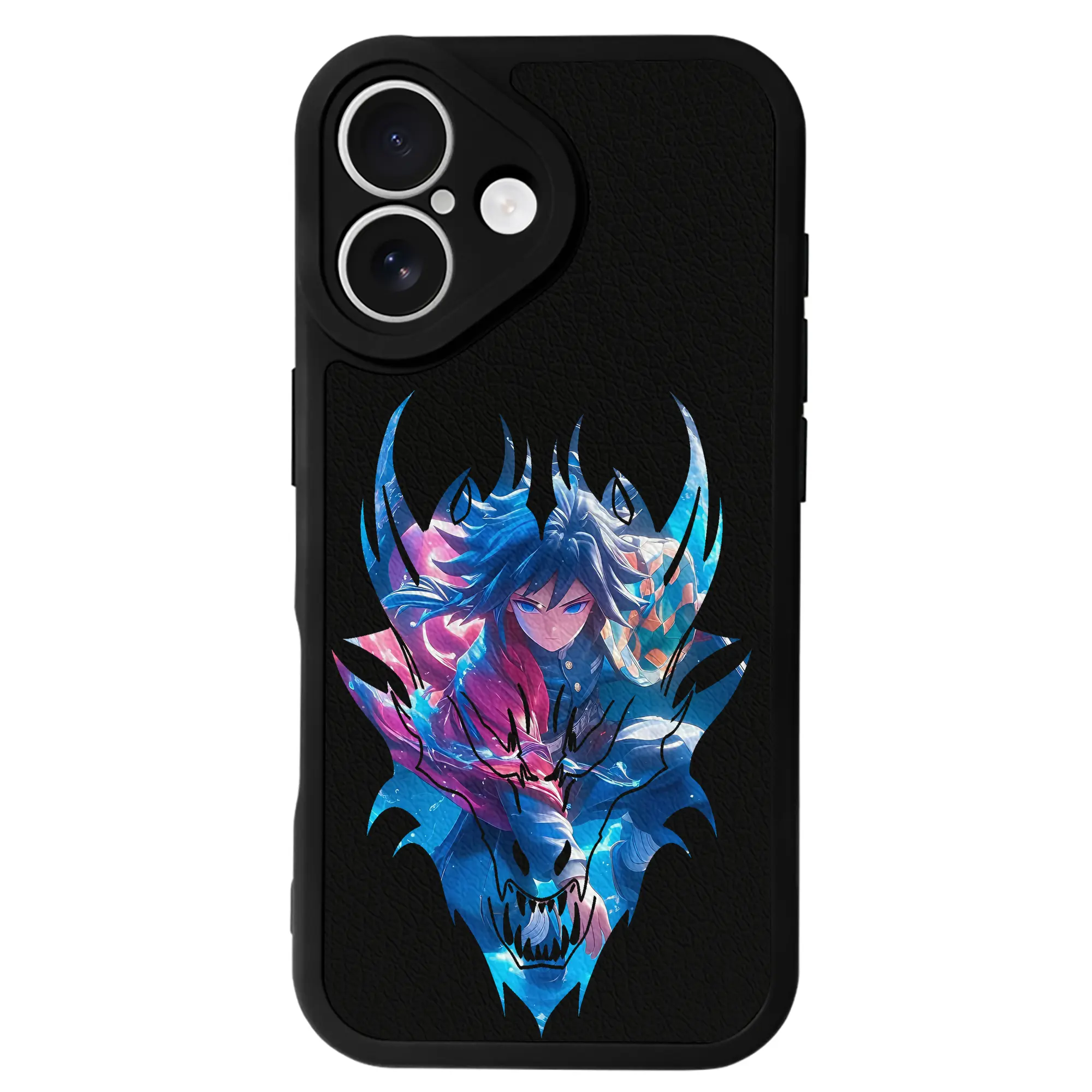 鬼滅の刃 グッズ,冨岡 義勇 - IPhone 16シリーズ対応 ・ シリコンスマホケース ・ レザー調 ・ 高精度フィット ・ 耐衝撃 ・ ワイヤレス充電対応 ・ 精密カット